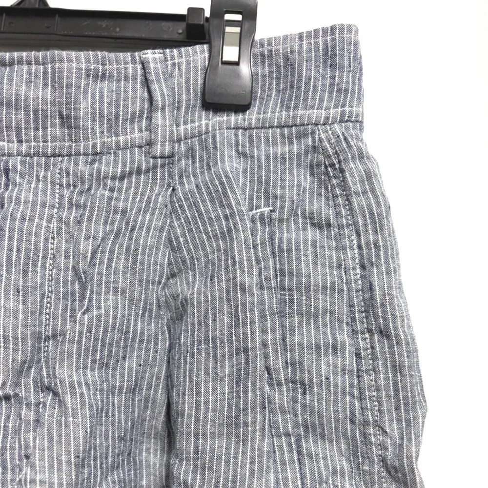 Everlane The Linen Way-High Drape Pant Striped Blue Chambray Wide Leg 6